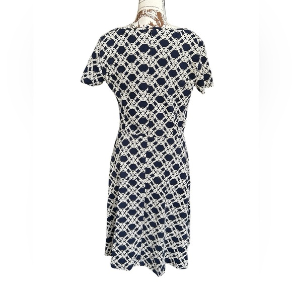 Talbots Navy Blue Dress with Nautical Rope Like Pattern Size Small - Picture 2 of 9